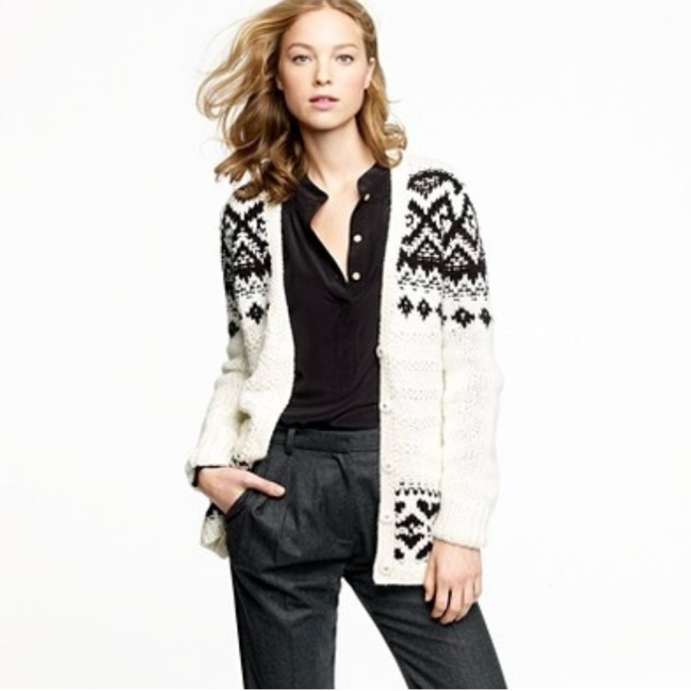 J. Crew Fair Isle wool cardigan sweater size XS